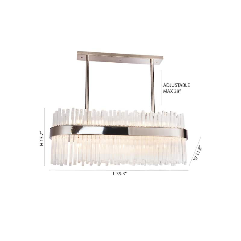 Modern 8-Light Shiny Nickel Oval Metal Frame Chandelier