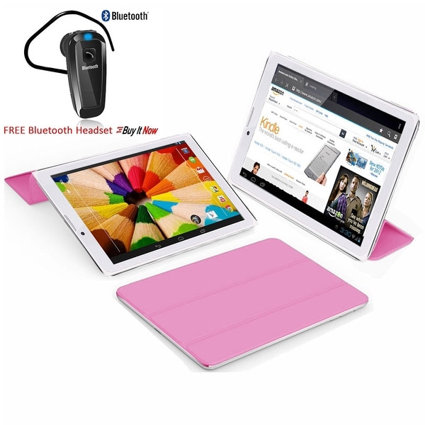 Indigi® 7.0inch Unlocked 2-in-1 Android 4.4 Smartphone + TabletPC w/ Built-in Smart Cover (Pink)+ Bluetooth Included - Pink