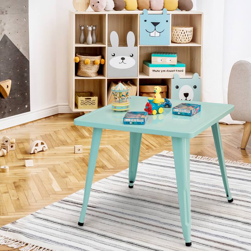 Costway Kids Steel 27'' Square Table Children Play Learn Activity