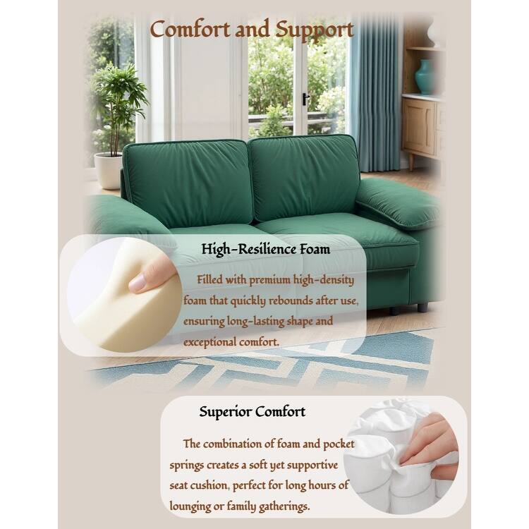 79" Loveseat Sofa Couch with Under-Seat Storage, Elegant 2-Seater Settee with Pillow Top Armrests for Living Room