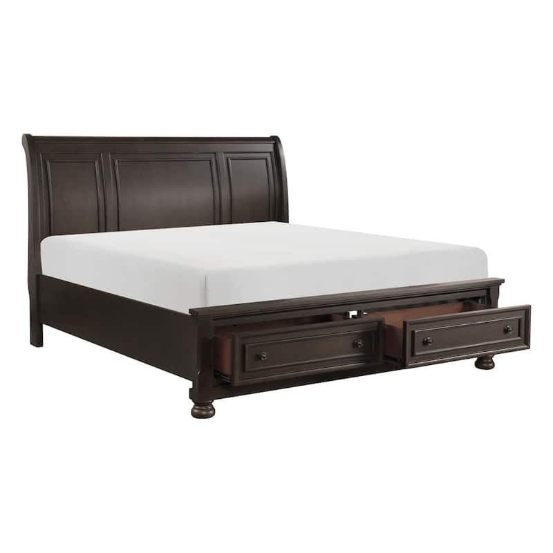 Brandie Grayish Brown Sleigh Storage Platform Bed