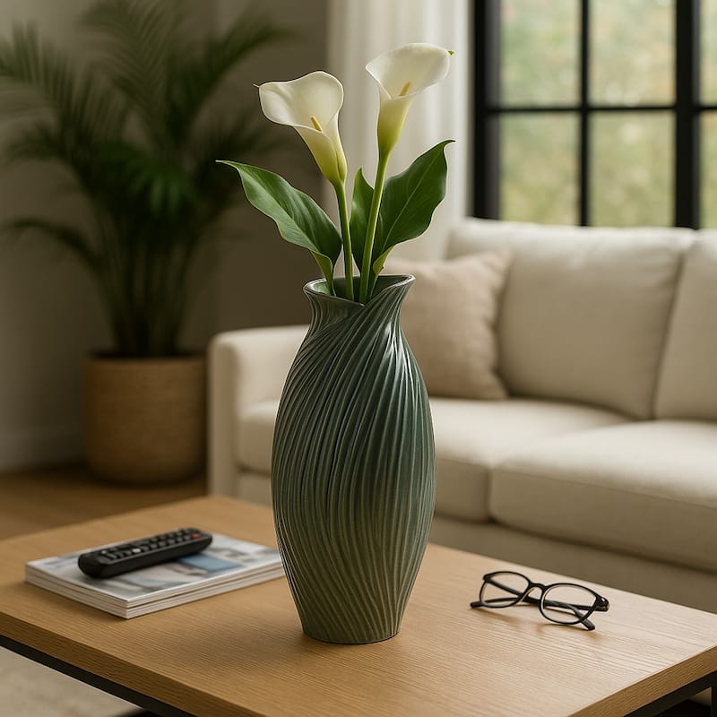 Ceramic Stylish Rubpert Contemporary Vase - Green