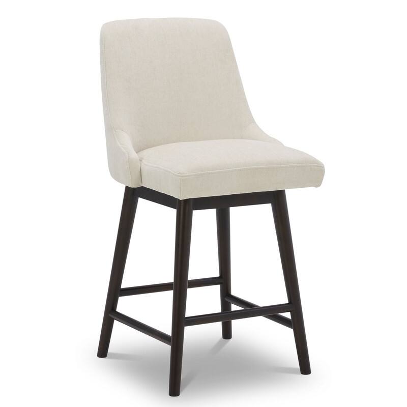 Spruce & Spring Hazel Upholstered Counter Height Swivel Barstool with Back - Set of 2 - White-Fabric