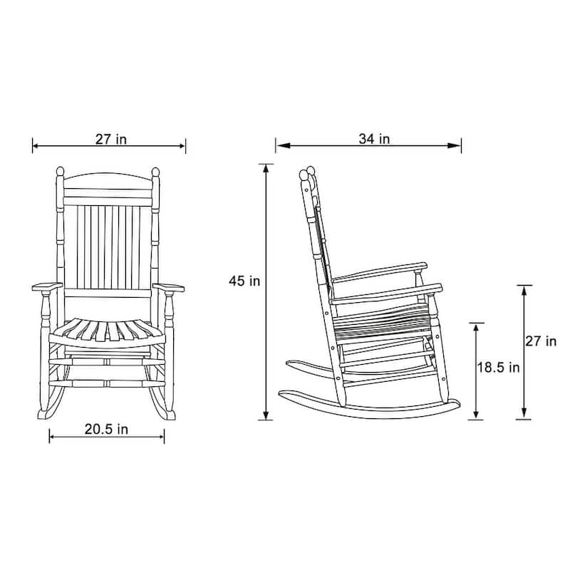 Rhode Island Genuine Hardwood Ergonomic Rocking Chair with Finials