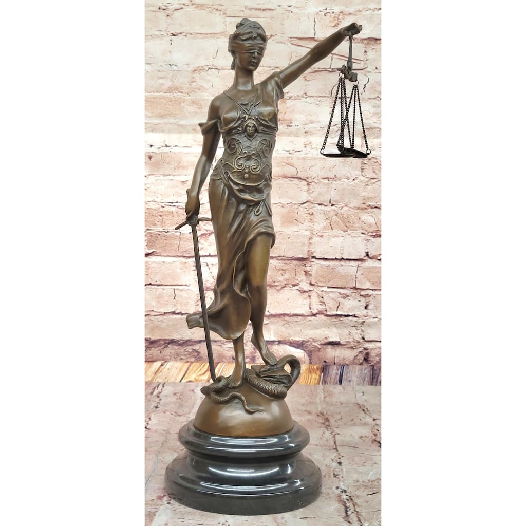 Blind Lady Of Justice Themis Bronze Statue Sculpture Law Attorney Art Gift Justica