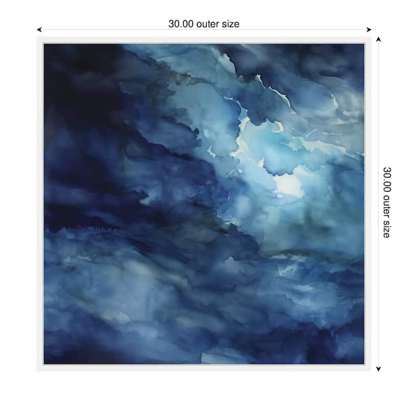Kate and Laurel Sylvie Rich Blue Watery Abstract Framed Canvas by The Creative Bunch Studio