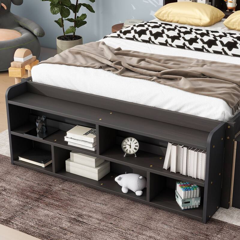 Full Bed with Bookcase Headboard Under-bed Storage