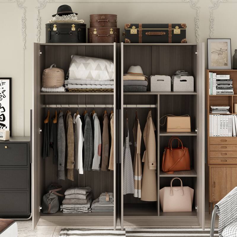Timechee Large Armoire Wardrobe Closet Cabinet 4 Doors