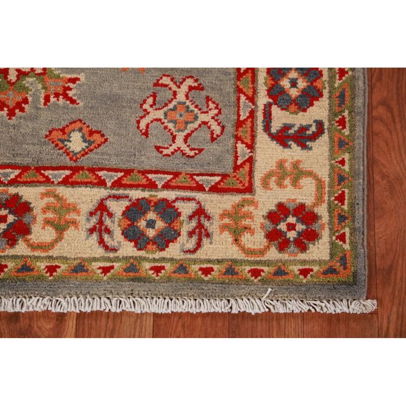 Geometric Kazak Foyer Rug Hand-Knotted Wool Carpet - 2'8"x 4'0"
