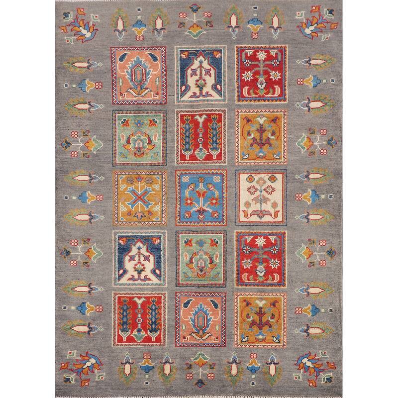 Garden Design Kazak Oriental Accent Rug Handmade Wool Carpet - 3'7" x 4'11"