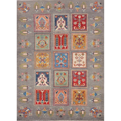 Garden Design Kazak Oriental Accent Rug Handmade Wool Carpet - 3'7" x 4'11"