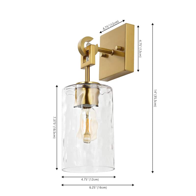 SAFAVIEH Lighting Aloys 6-inch Glass Wall Sconce with Bulbs (Set of 2) - 6.3 In. W x 4.8 In. D x 14 In. H