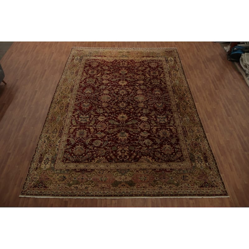 Hand Knotted Oriental 100% Wool Carpet Traditional Floral Red Agra Area Rug - 17' 1'' X 11' 10''