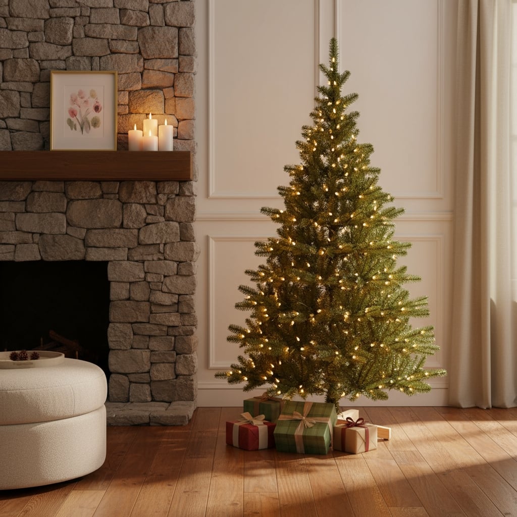 HomeRoots 6' Pre Lit Sparse Fir Christmas Tree - Green - 43.00 in. x 72.00 in. x 43.00 in.