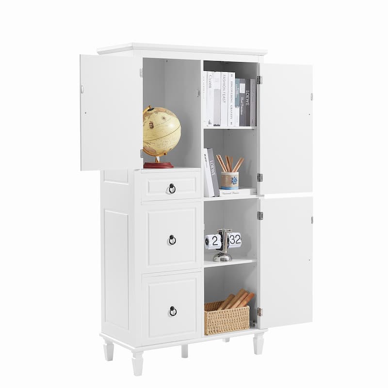 Multi-Functional Storage Cabinet with Adjustable Shelves,3 Drawers,and 3 Enclosed Compartments -Stylish and Versatile Organizer
