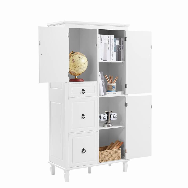Retro Multi-Functional Storage Cabinet With Adjustable Shelves