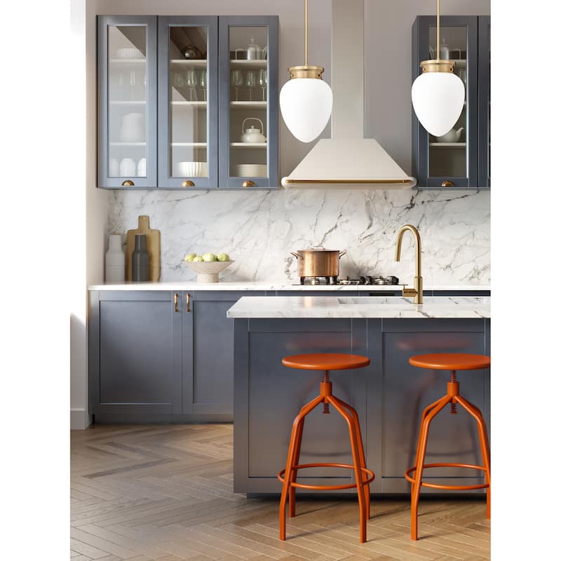Gideon by Z-Lite 1 Light Pendant in Modern Gold with Etched Opal Glass Shade