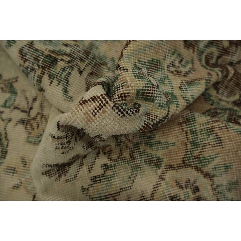 Hand Knotted Oriental 100% Wool Carpet Transitional Floral Beige & Ivories Anatolian Area Rug - 8' 11'' X 5' 3''