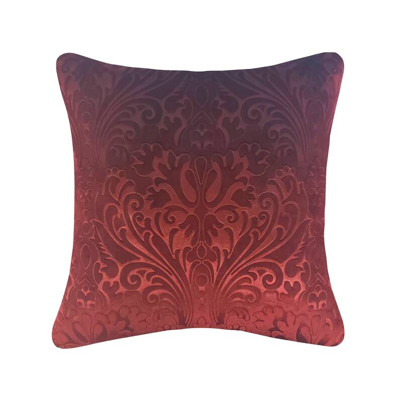 Edie At Home Embossed Panne Velvet Decorative Pillow, Merlot