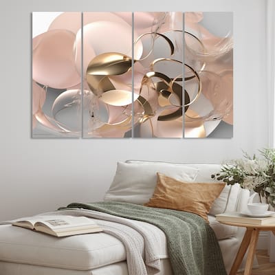Designart "Liquid Art Gold And Pink Effervescence" Abstract Multipanel Wall Art Living Room set