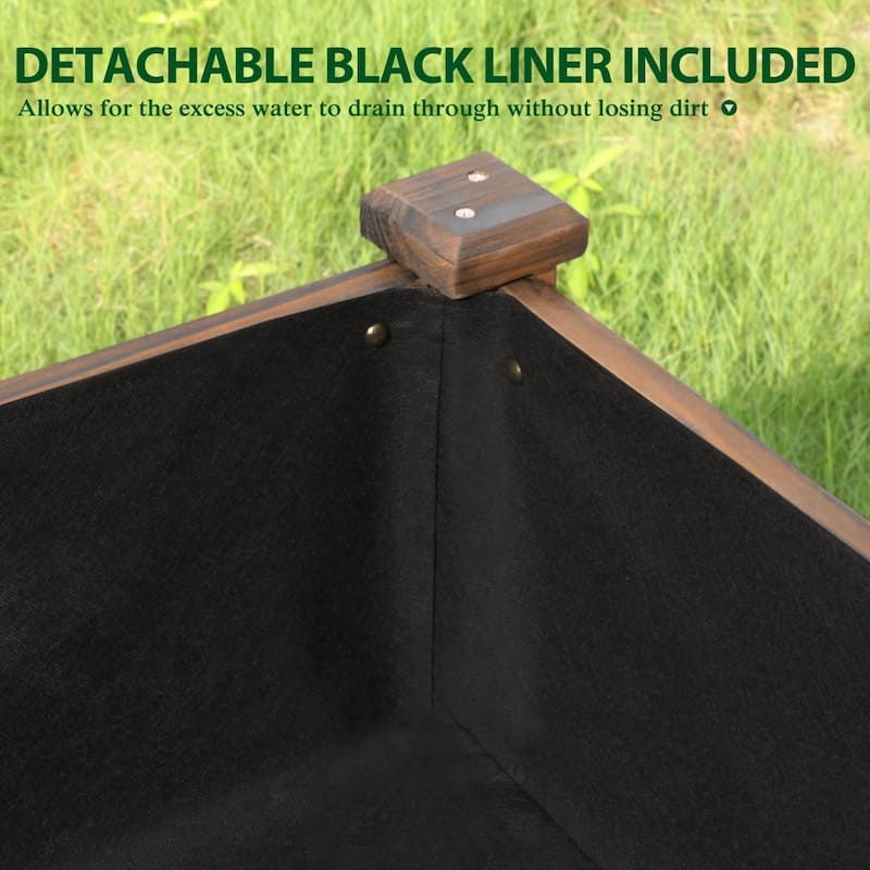 VEIKOUS Wood Raised Garden Bed with Drainage Holes, Outdoor Elevated Planter Box
