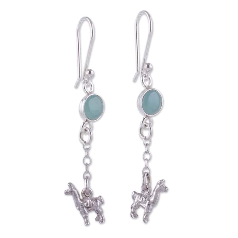 Handmade Sterling Silver 'Llama Light' Opal Earrings (Peru)