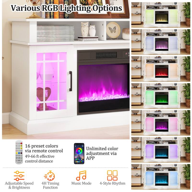 Costway TV Stand with Electric Fireplace LED Lights Remote Controls - See Details