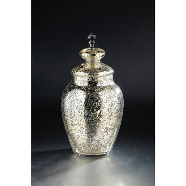 19.5" Silver and Gold Candy Dish Clear Glass Jar with Finial Lid - N/A