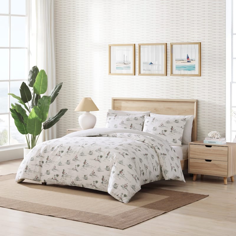 Tommy Bahama Beach Club Grey Cotton Duvet Cover Set
