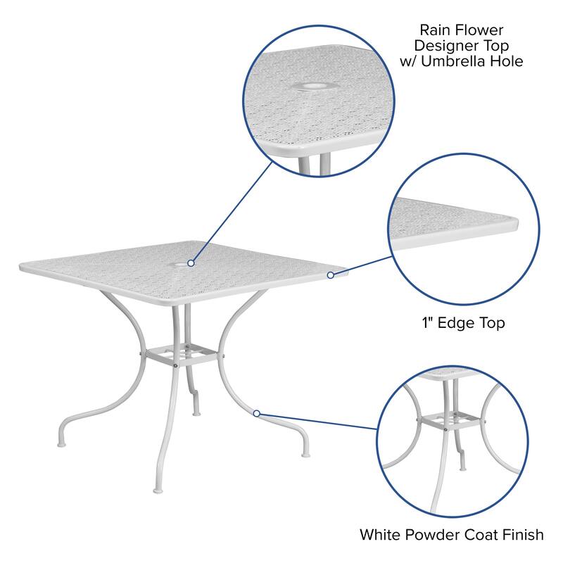 35.5'' Square Indoor-Outdoor Steel Patio Table - 32.5"