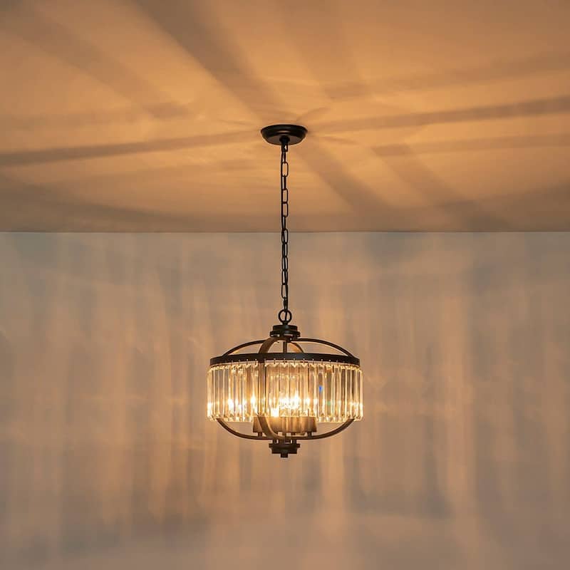 Vintage Luxury 4-Light Sparkle Crystal Round Cage Chandelier