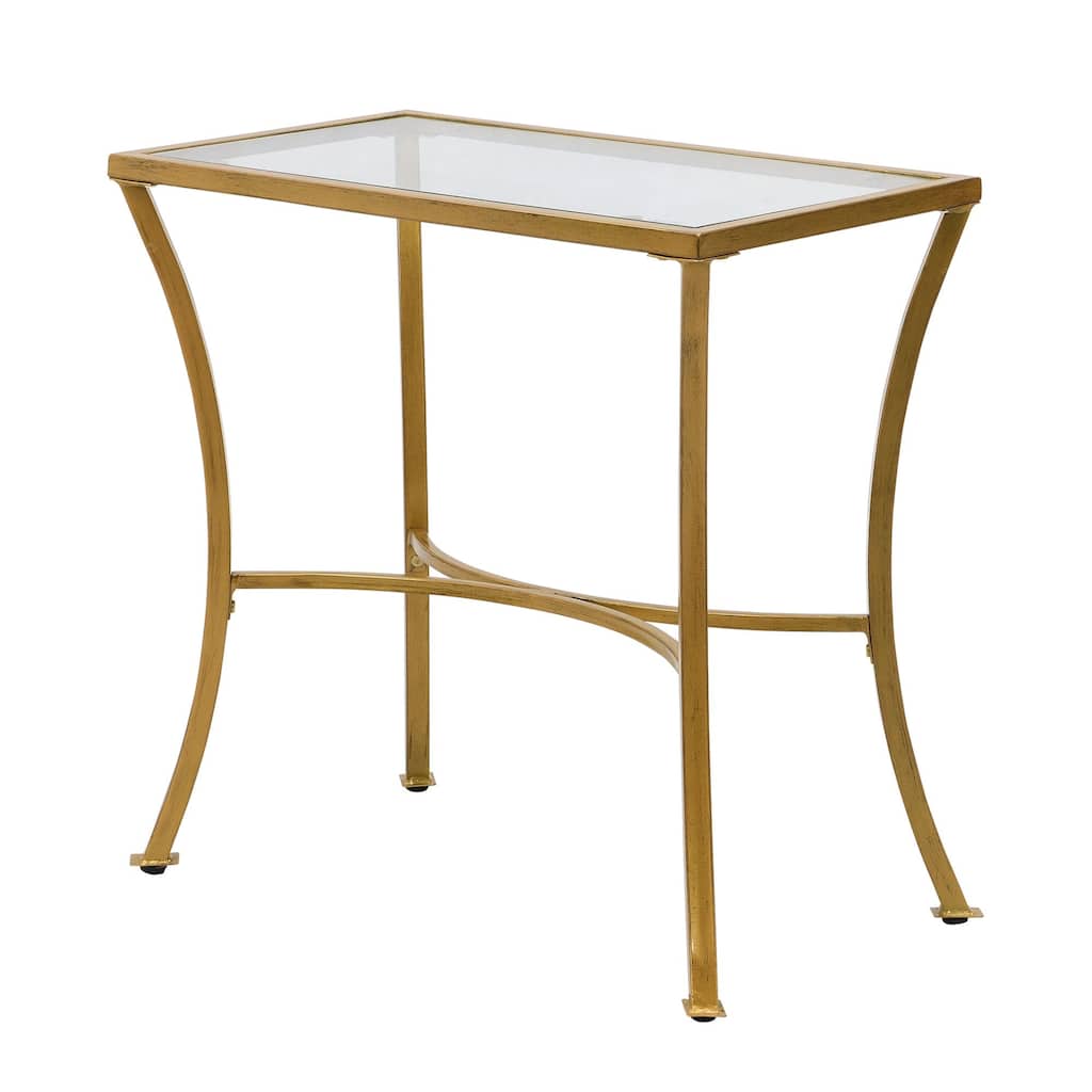 24" Antique Gold Rectangular Accent Table