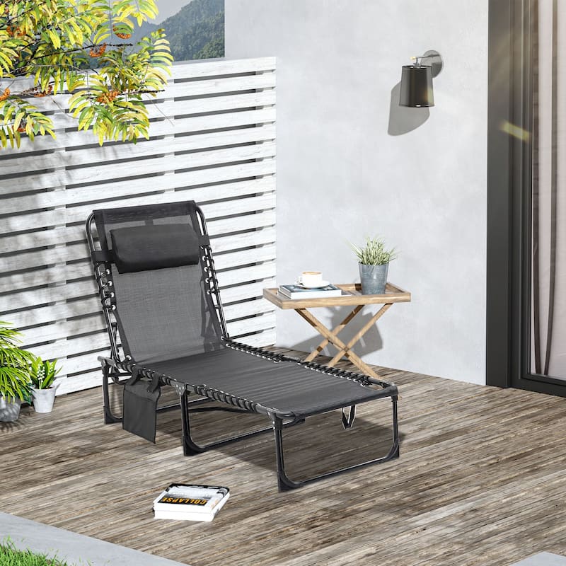 Reclining Chaise Lounge Chair, Portable Sun Lounger, Folding Camping Cot