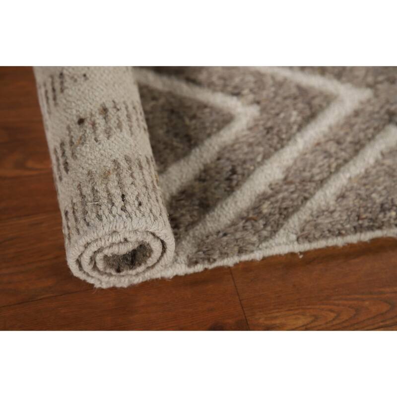 Brown Carved Moroccan Oriental Accent Rug Handmade Wool Carpet - 2'0"x 3'0"