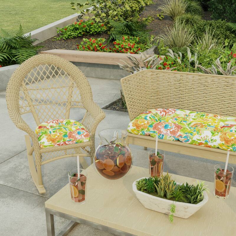 18" x 18" Contoured Outdoor Wicker Seat Cushion - Set of 2 - 18'' L x 18'' W x 4'' H