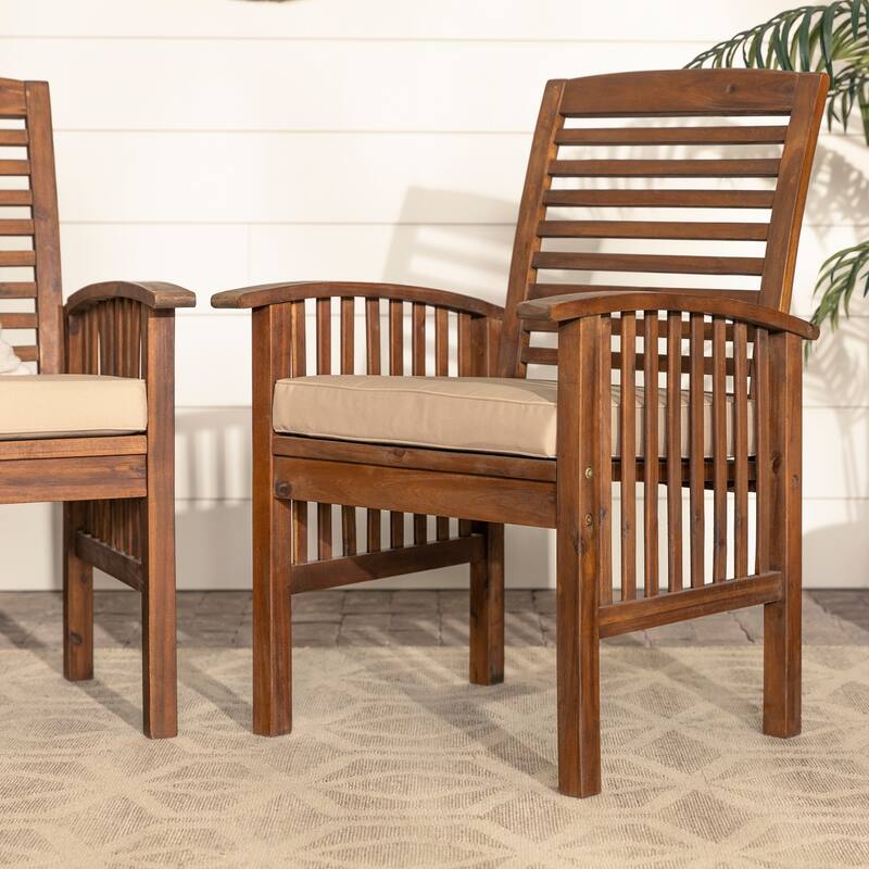 Walker Edison Surfside 5-piece Acacia Wood Outdoor Dining Set - 60 x 34 x 30h