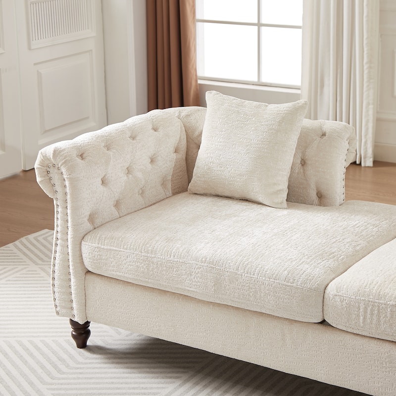 81" Button Tufted Sleeper Sofa Bed with Nailhead and Pillows
