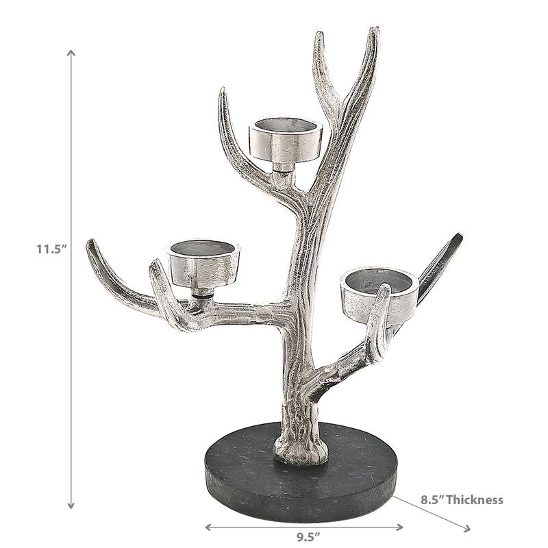 Christmas Antler On Marble With 3 Tealight Holder - N/A