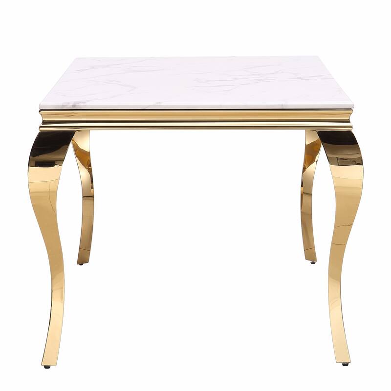 Modern Dining Room Table with Polished Stainless Steel Legs