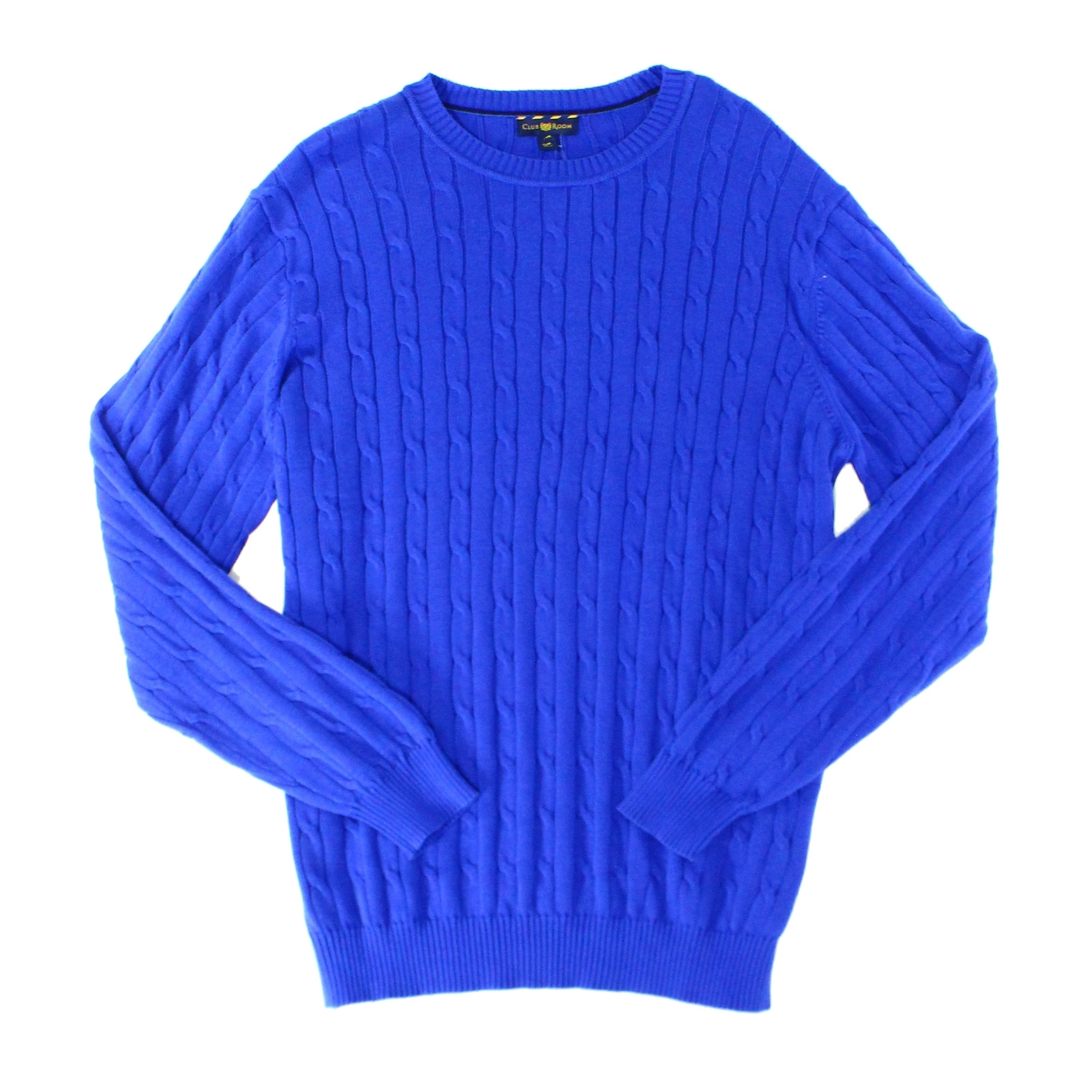 Club Room NEW Royal Blue Mens Size Small S Crewneck Cable Knit Sweater Club Room NEW Royal Blue Mens Size Small S Crewneck Cable Knit Sweater