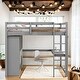 preview thumbnail 2 of 29, Full Size Wooden Bunk Bed With Stairs, Guardrails And Closet