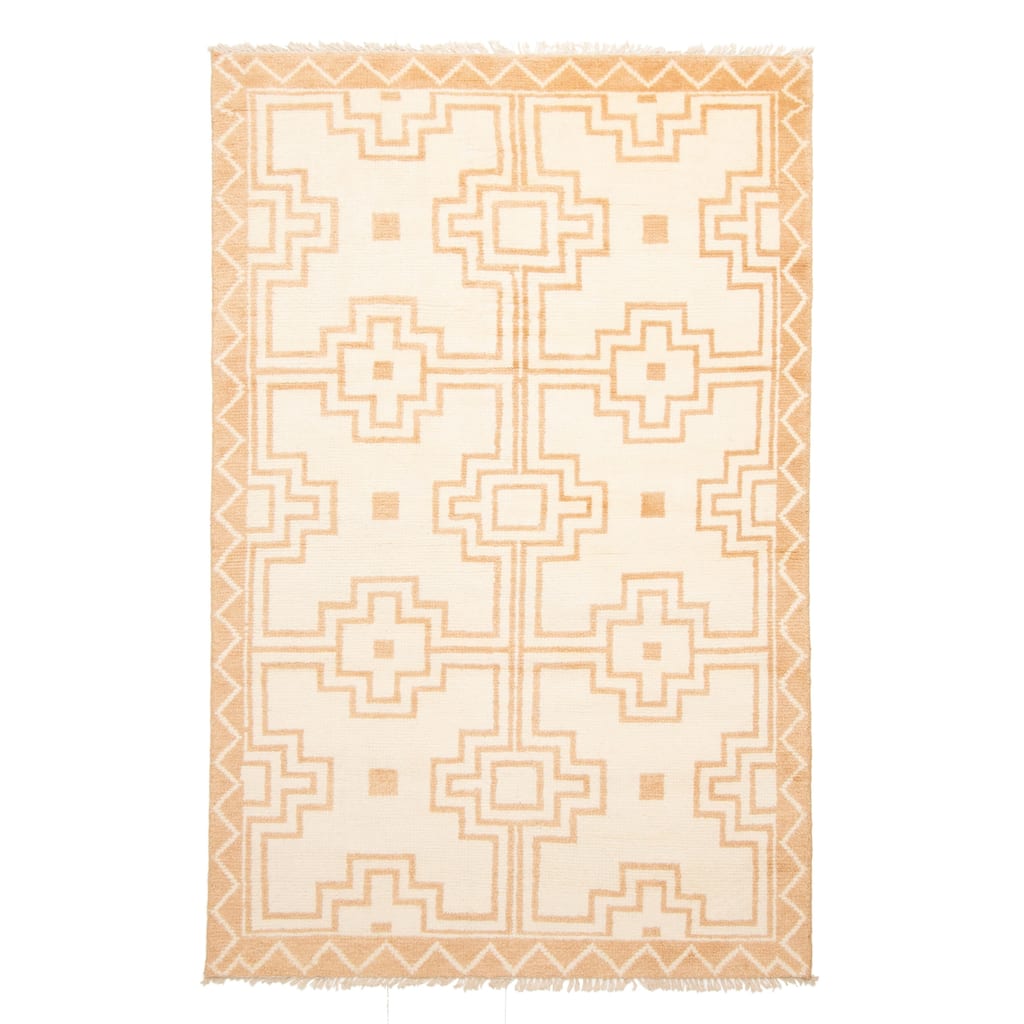 ECARPETGALLERY Hand-knotted Tangier Cream Wool Rug - 5'1 x 8'0