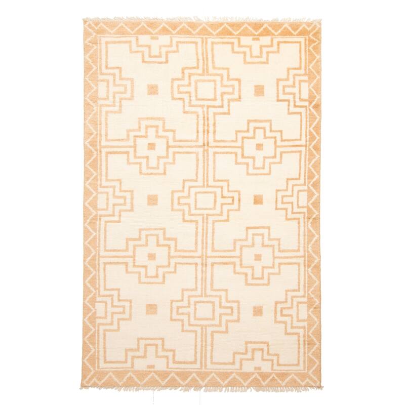 ECARPETGALLERY Hand-knotted Tangier Cream Wool Rug - 5'1 x 8'0