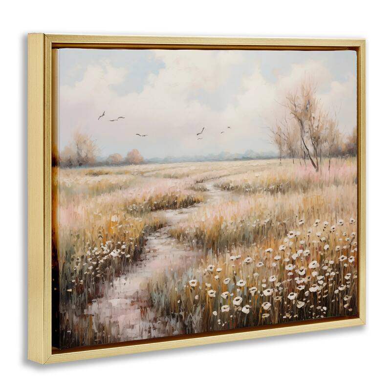 Stupell Wildflowers by Rural Path Framed Floater Canvas Wall Art Design By Arlington Prints