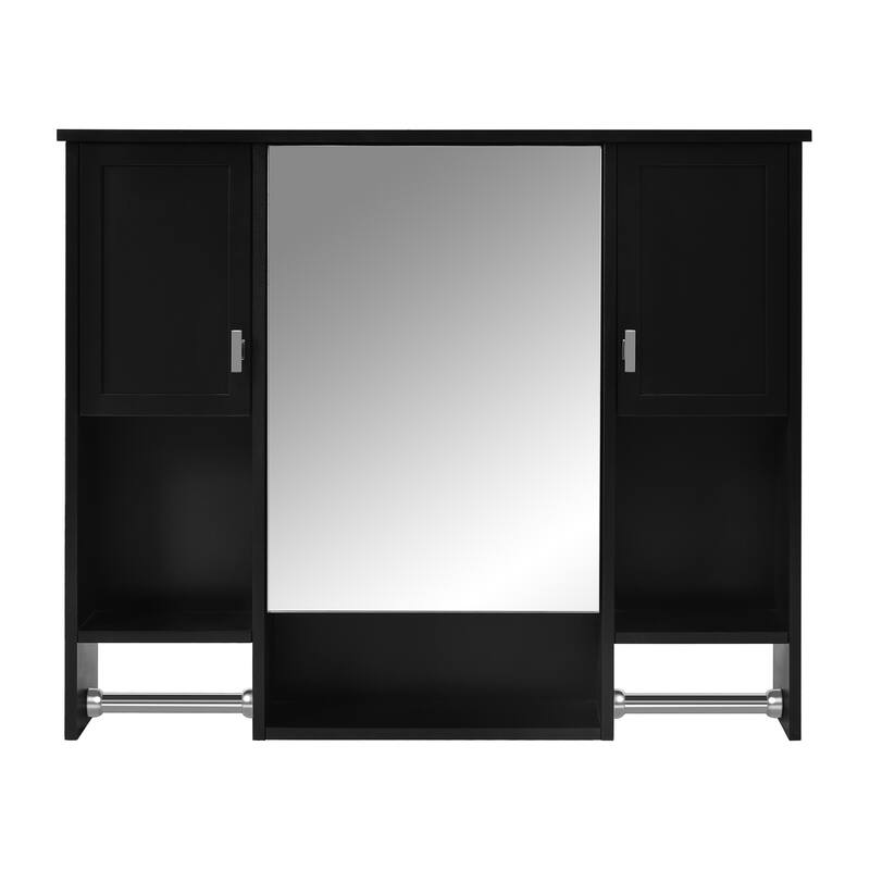 Over the Toilet Medicine Cabinet Wall Cabinet for Bathroom with Mirrored Cabinet, Side Cabinets, Open Shelves and Towel Racks