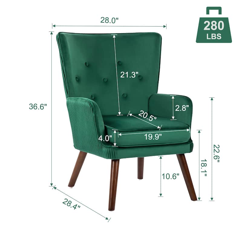 Velvet Upholstered Accent Chair Armchair for Living Room