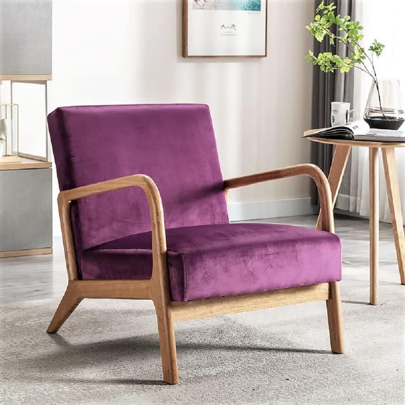 Kreindy 25-inch Wide Mid-century Modern Velvet Cushion Armchair