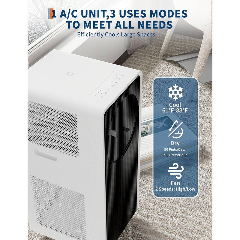 14,000 BTU Portable Air Conditioners, Quiet Air Conditioner Up to 750 Sq.Ft, 3-In-1 AC Unit
