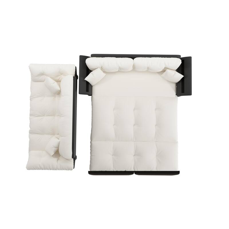 74.8" Queen Pull Out Sofa Bed, 3-in-1 Convertible Sleeper Tufted Sofa with 2 Soft Pillows,Multi-Functional Velvet Loveseat Bed