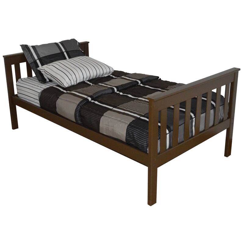 Pine Twin Mission Bed - Coffee